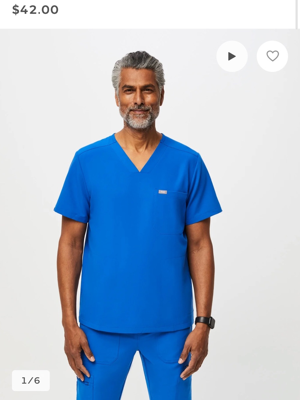 Figs Men's V-Neck Scrub Top - Royal Blue